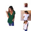 Neu Damen Shirt Bluse Casual Tunika Kurzarm Sommer V-ausschnitt T-shirts Top For Effortless Versatile Style