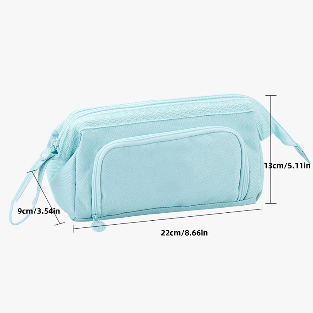 Pencil Bags Capacity Multifunctional Double-Layers Storage Box Solid Color Fabric School Supplies Children Teacher Women Men
