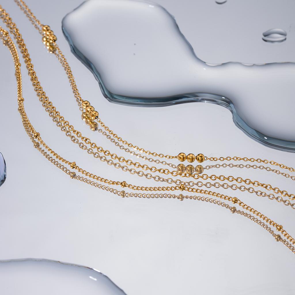 Youthway Popular Minimalist Stainless Steel Three Layer Necklace 18K Gold Plated Fashion Jewelry for Women Gift New