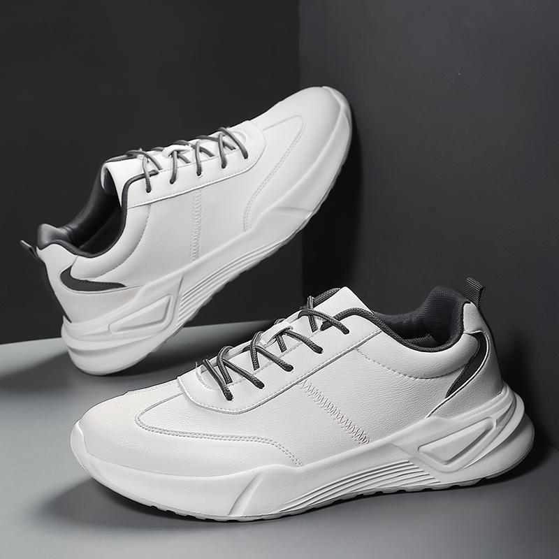 Men's Elastic Running Shoes PU Leather Sneakers Waterproof Outdoor Sports Shoes for Jogging Traveling Anti-slip