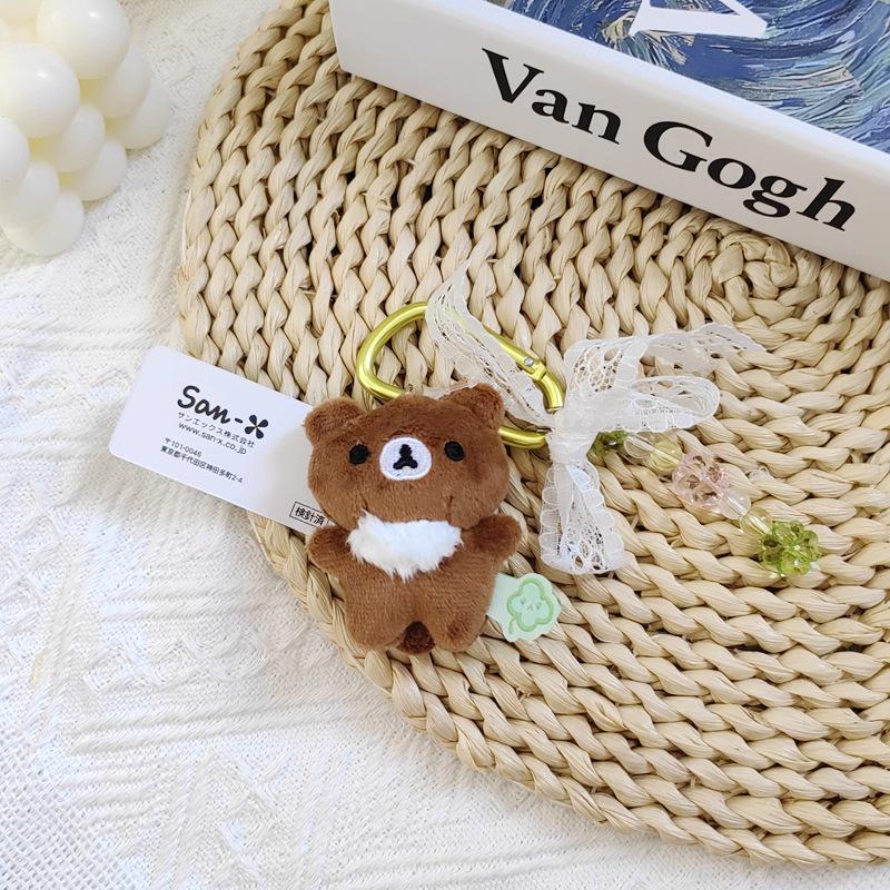 Japanisches Niedliches Vierblättriger Klee Bär Plüsch Anhänger Ornament