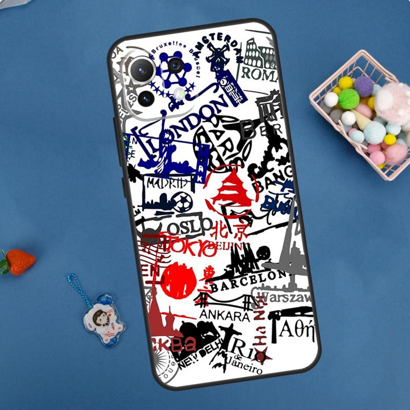 Passport Travel Stamps Case For Xiaomi 14T Pro 13T 11T 12T 13 14 15 Ultra POCO X7 Pro X3 X5 X6 F5 F6 M6 Pro Cover