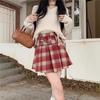 Women's High-Waisted Plaid Woolen A-Line Pleated Skirt with Belt - 2025 Autumn/Winter Collection