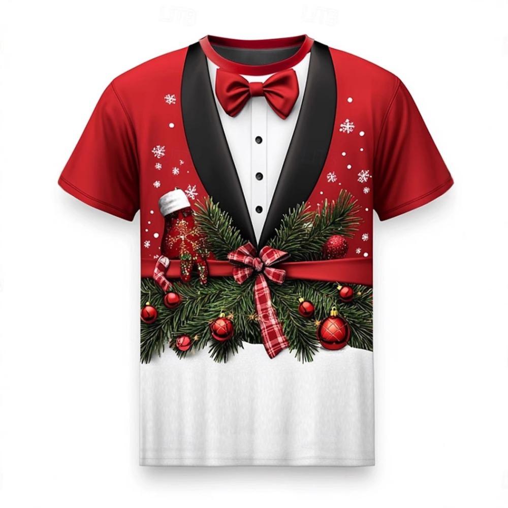 

Рождественская футболка Мужская Принтованная Удобная С коротким рукавом Комфортная Универсальная Футболки Модная 6XL