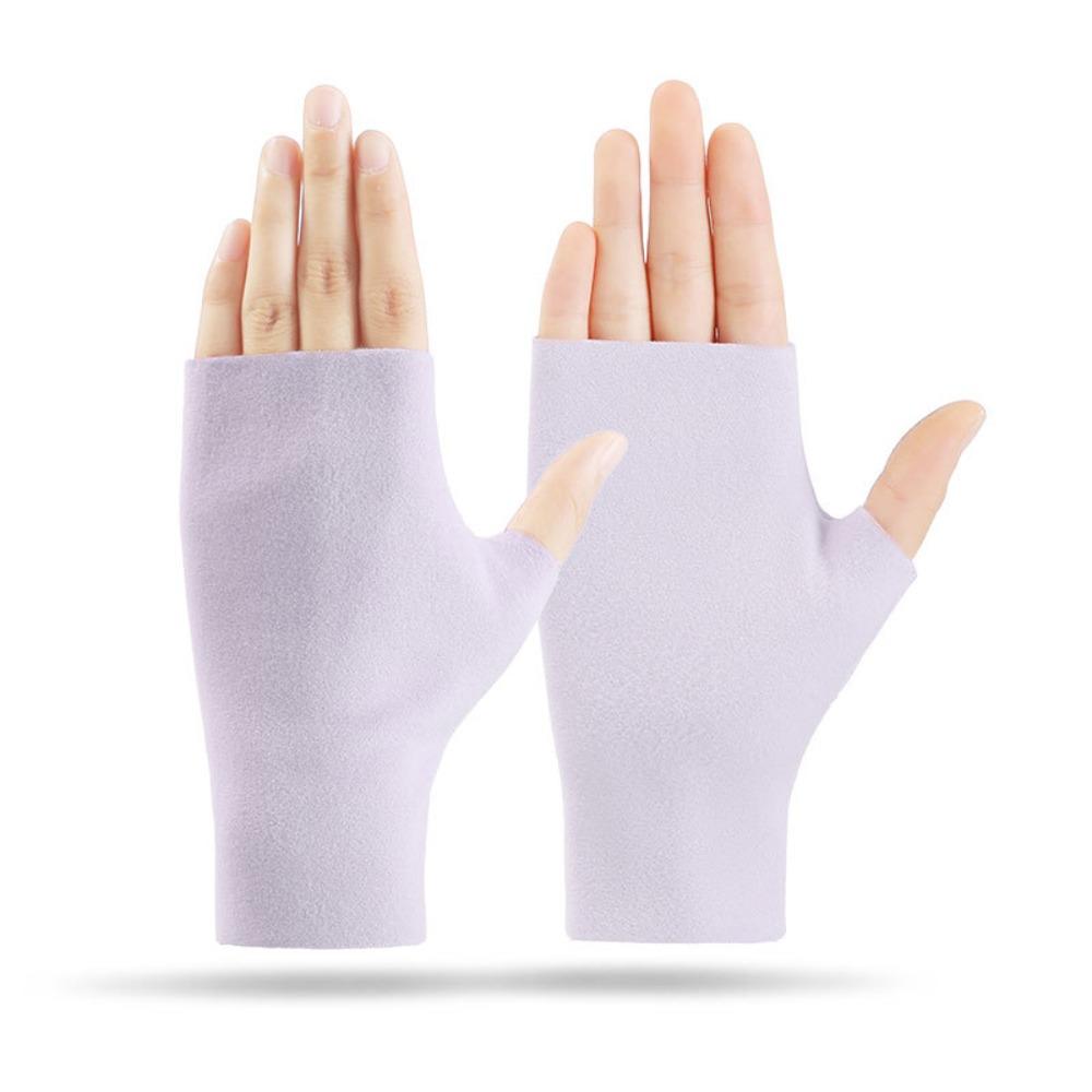 Soft Velvet Half Finger Gloves Solid Color Ski Gloves Casual Fingerless Gloves for Home&Office
