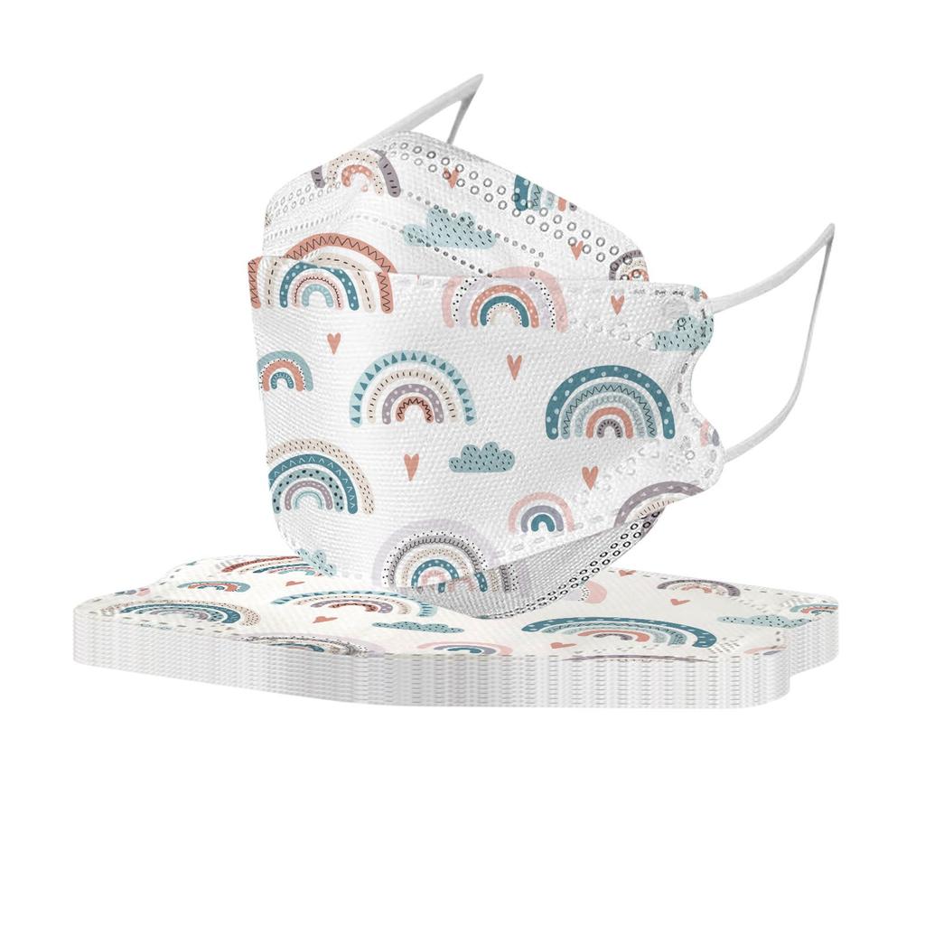 50PCS Kids Children's Disposable Face Mask Cute Funny Print 3D Designs 4-Ply Facial Masks