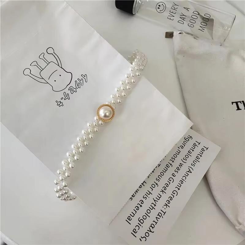 Large Pearl Waist Chain Gold Silver Plastics Women's Elastic Belt With Ecoration All-Match Skirt Fashion Casual Luxury Design