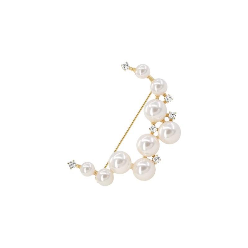 Perlenhalbmond-Brosche, High-End-Weiblichkeit, Luxus-Corsage, leichter Luxus, Sinn für Nischendesign, Anti-Licht-Anstecknadeln und Accessoires