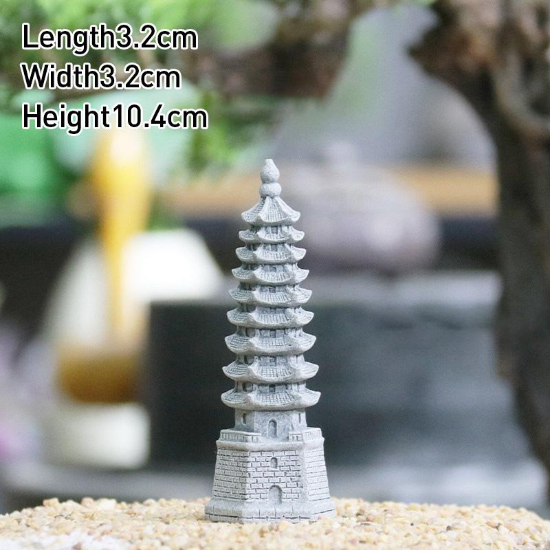Vintage Zen Miniature Sand Stone Tower Pavilion Ornaments Lantern Figurines Japanese Garden Bonsai Rockery Lanscaping Home Decor