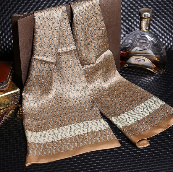 100% Natural Silk Double Layer Cravat Men's Silk Printed Long Scarf Premium Gift for Men 28x160cm