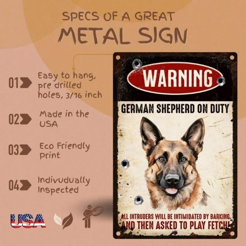 Funny German Shepherd Metal Wall Art Welcome Sign Home Decor
