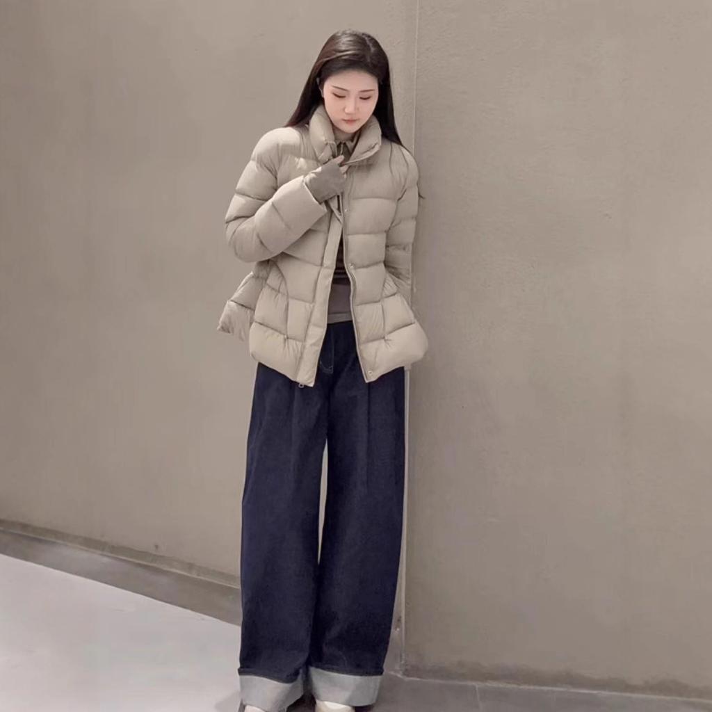 Autumn and Winter Jiangnan Waist Wide Stand-neck Down Jacket Women's Short White Duck Down Slim and Thin Cold-proof