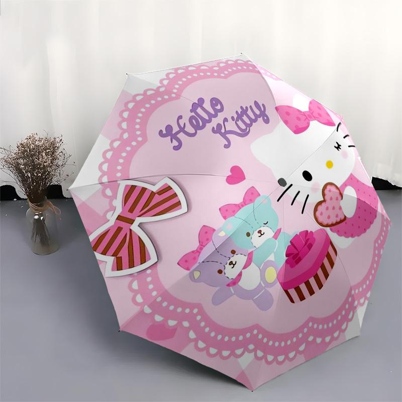 1pc Hello Kitty Pink Heart Umbrella with Plastic Handle,Suitable for All Seasons Home Travel Outdoor UmbrellaSanlio382
