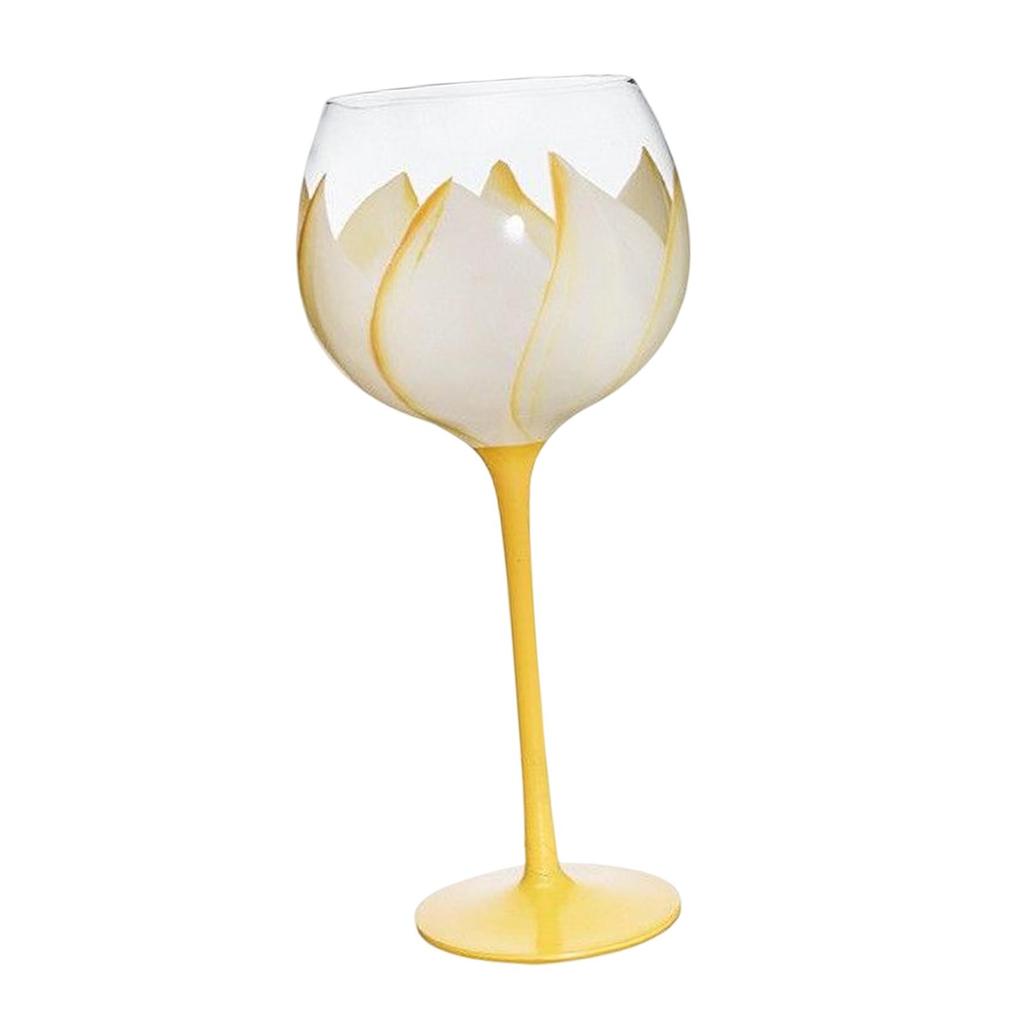 Floral Goblet Stemware Ornament Decoration Gifts Photo Props Hand Painted 440ml Drinks Glass for