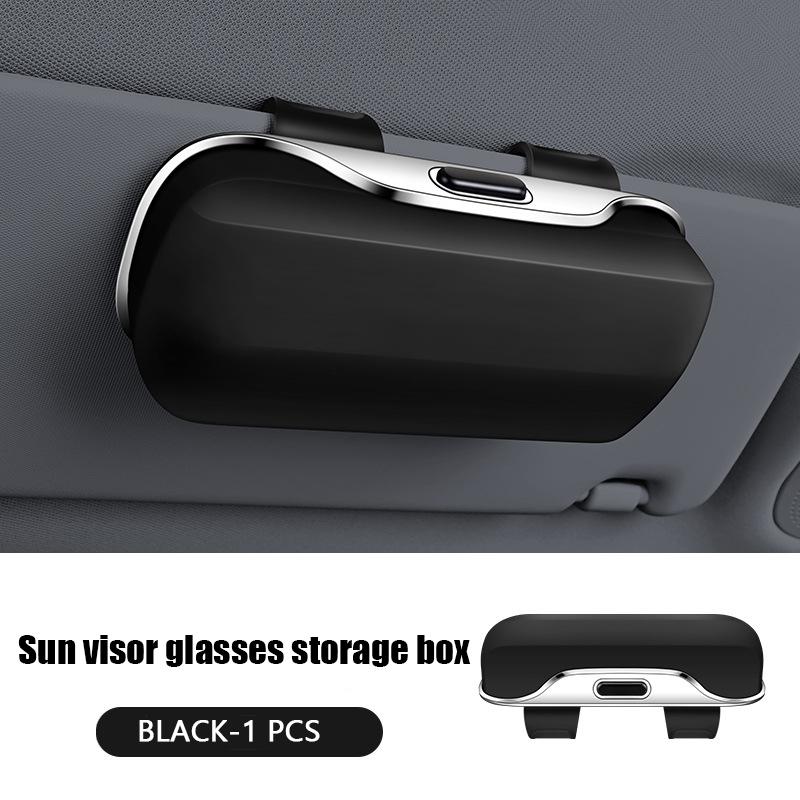 

Press Switch Car Glasses Box Sun Visor Glasses Holder Internal Soft Fabric Scratch Resistant Shock-proof Eyeglasses Storage Case чёрный