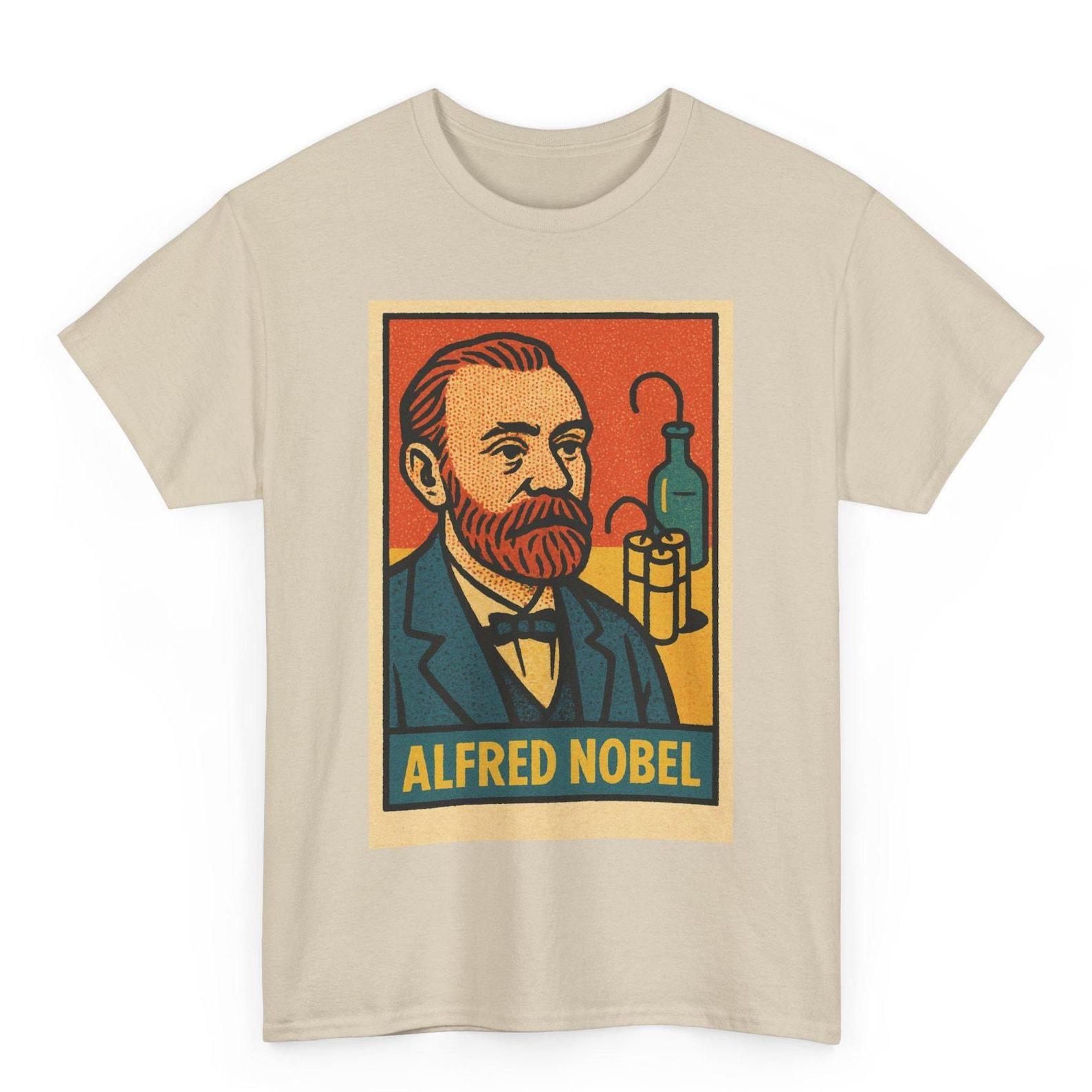 Alfred Nobel T-Shirt: Retro Comic Style Inventor Tee S