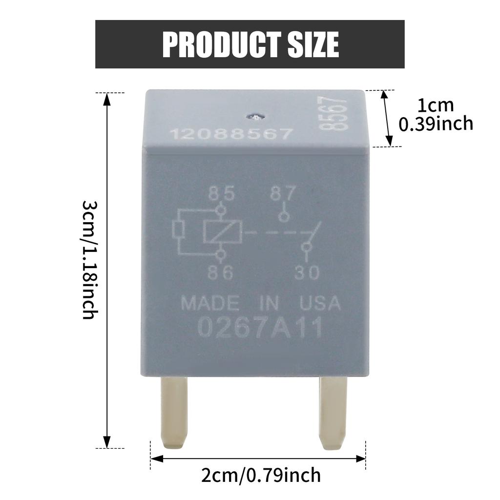 Kfz-Relais 12VDC 20A 4 Pins Autorelais Hochleistung Auto-Relais Steckertyp Relais für Auto Ersatzteilnummer 12088567