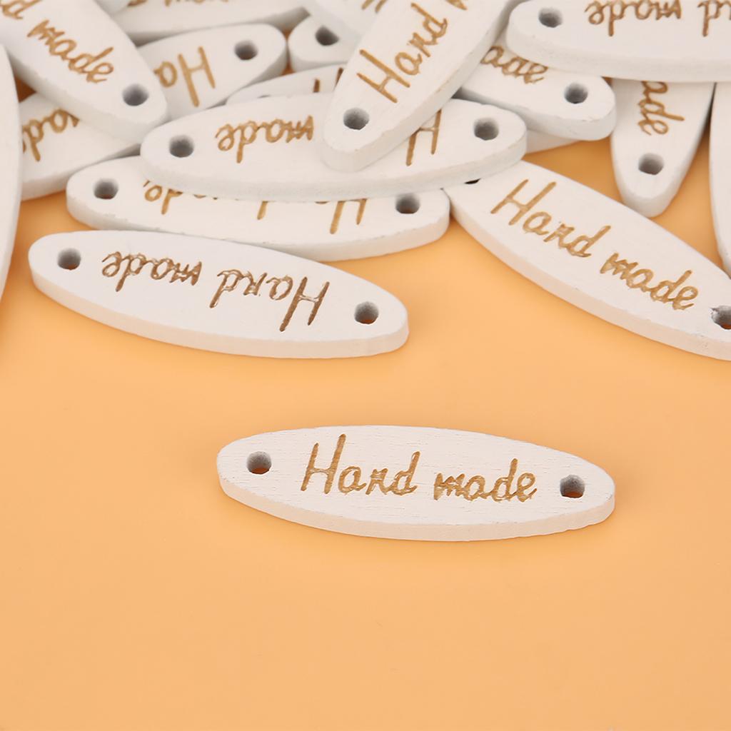 100 STÜCKE Oval Holz Handgemacht 2-Loch Knöpfe Etikett Anhänger Nähen DIY Scrapbooking Basteln