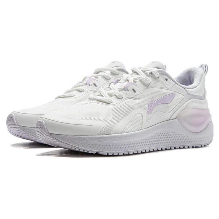 Li Ning Cushioning Breathable Abrasion Resistant Low top Running Shoes Women's Mist White ARST072-6