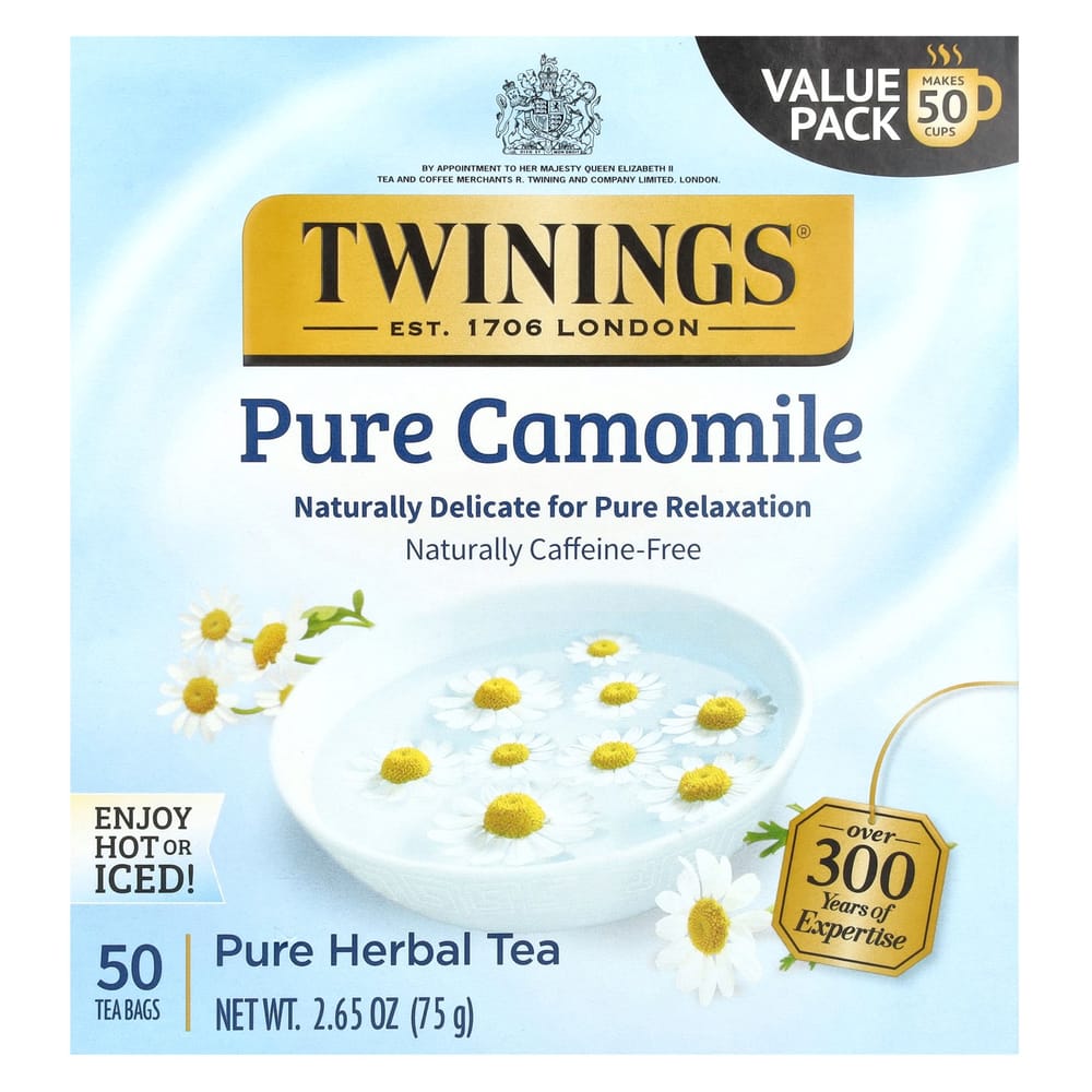 Twinings Pure Chamomile Caffeine-Free Herbal Tea, 50 Tea Bags, 75g (2.65oz)