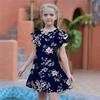 Girls Orange Flowers Print Dresses Kids Girl Party Dress Loose Fitting Loose Fitting Short Sleeved Skirt For Girls Over Four Years Old