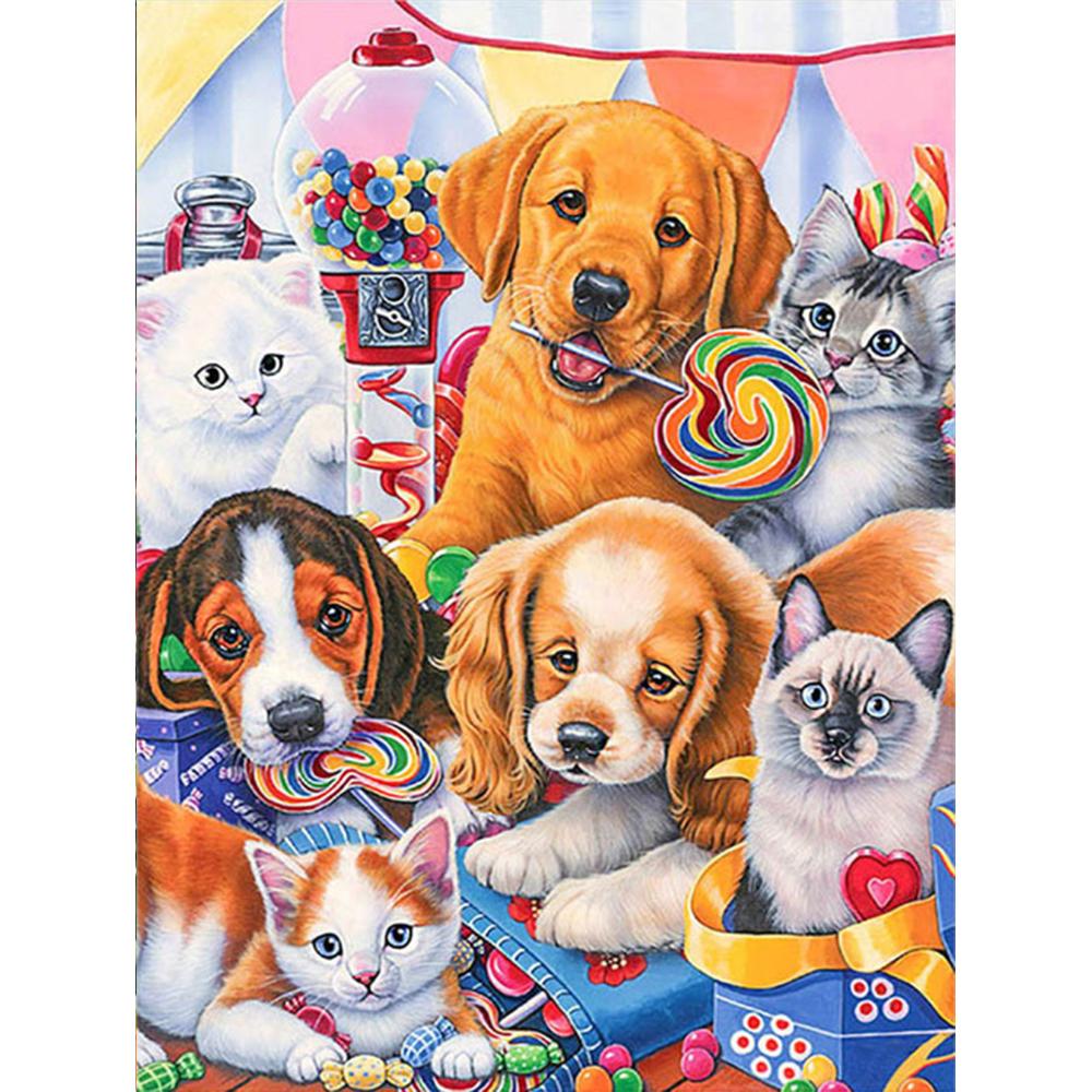 3D Diamond Embroidery Painting Animal Dog Art Rhinestone Full Square Diamond Mosaic Garden Handicraft Handmade Gift