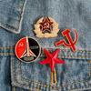 Russian Blue Cat Red Star Russian Pin Creative Cat Star Brooches Funny Cat Pins  Communist Stars