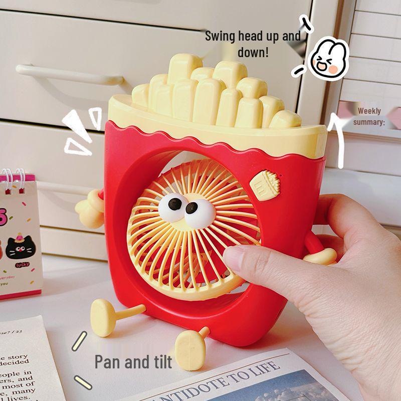 Rechargeable Mini Cartoon Rabbit Desktop Fan - Portable, Cute, and Ideal for Office or Dorm.