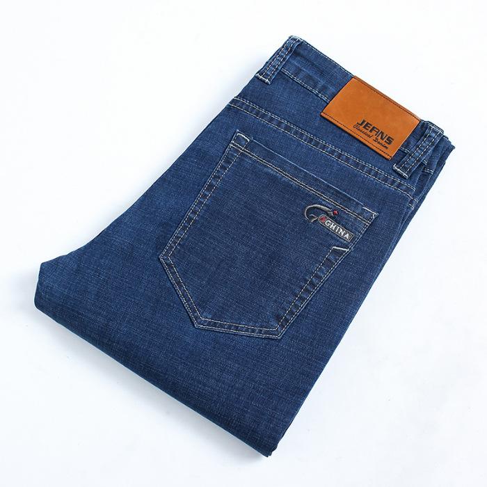 Men'S Jeans Autumn And Winter New Trend Retro Men'S Pants Elastic Straight Leg Pants With Added Fleece And Increased Casual Size