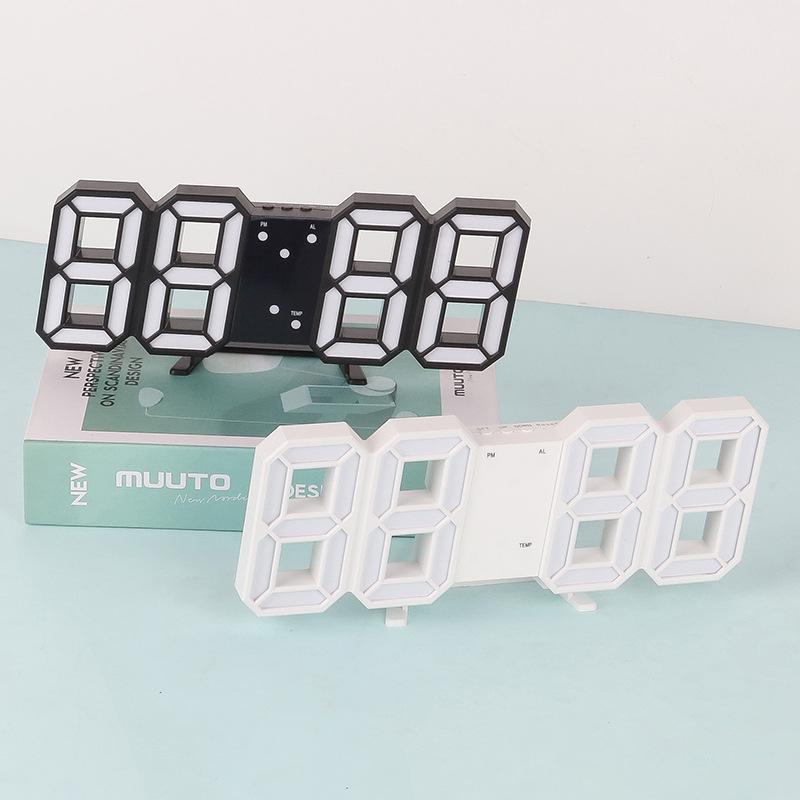 3D Digital Alarm Clock USB Plugged In Student Electronic Alarm Clock Multifunctional Night Light Clock Home Decoration Ornament
