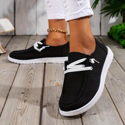 Dámské šněrovací boty, ležérní plátěné lehké slip-on boty, dámská outdoorová obuv
