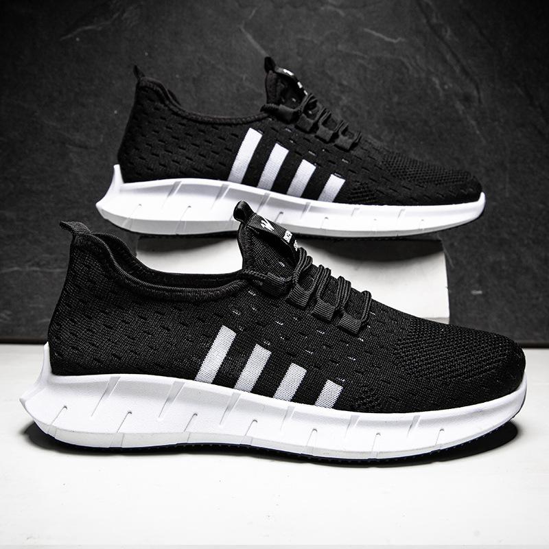 

Обувь Мужские кроссовки Flying Weaving Breathable Sneakers Мужская мода Кроссовки для бега на открытом воздухе Низкие сетчатые мужские туфли 44 чёрный