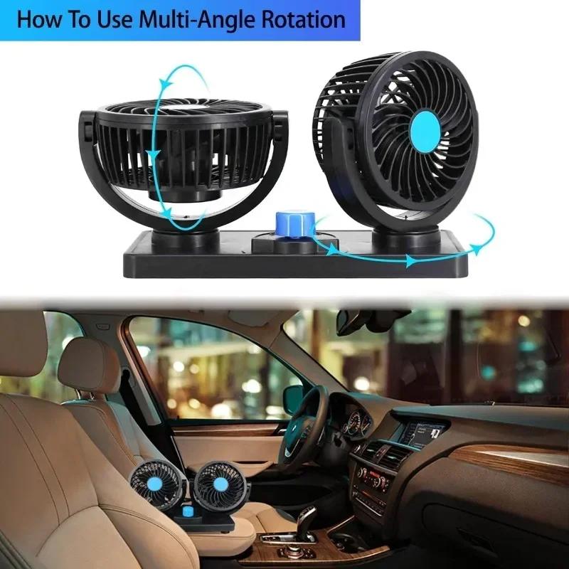 Summer Neck Cooler Fan Dual Head 360° USB Car Fan Adjustable Seat Clip Cooling Fan for Office Home Vehicle Heat Wave Solution