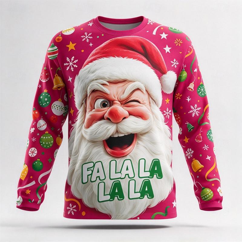 Autumn Winter Christmas Long Sleeved T-shirt Snowman Print Cotton Comfort Tees Funny Xmas Festival Party Top Casual Gift for Men