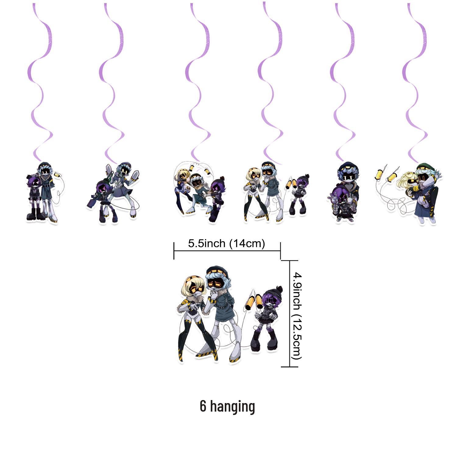 In Stock Inorganic Killer Birthday Theme Party Decoration Set: Cake Topper, Spiral Balloons, Banner