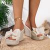 Fashion Bohemia Bowknot Decoration Slip On Sandals Women Summer Sexy Chunky Platform Wedge Heels Outdoor Slides Fashion Beach Slippers