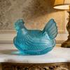 Glass Hen Candy Dish,Decorative Covered Candy Bowl with Lid Crystal Glass Chicken Shape Candy Jar Snacks Bowl Gift