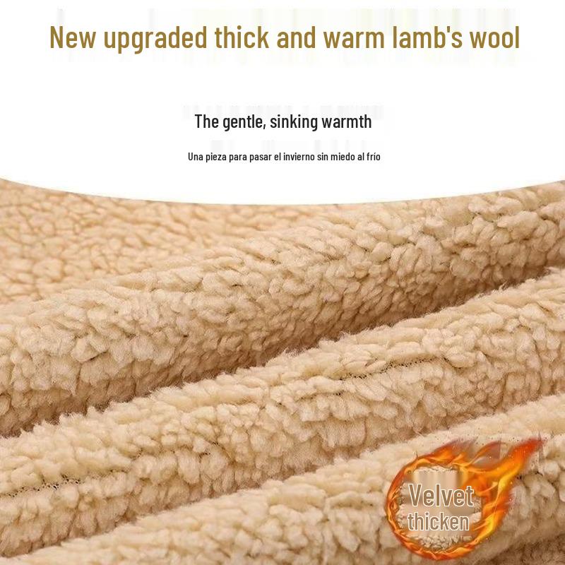 Men's Winter Thick Plush Hooded Cardigan with Zipper - Lambswool Lined, Loose Fit, Plus Size