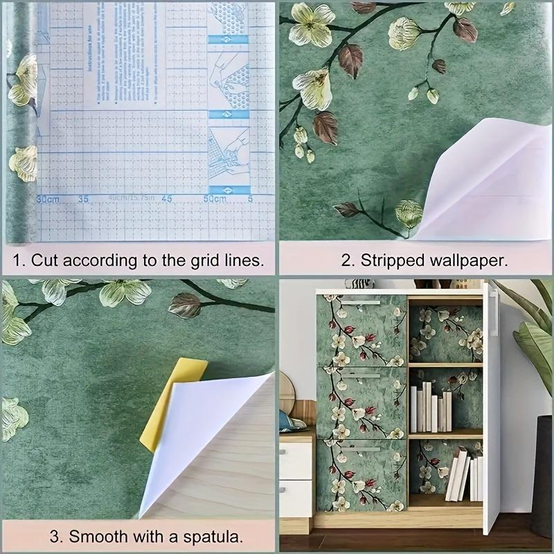 1 Roll of 17.7 * 393.7in Vintage Pale Plum Flower Self-adhesive Wallpaper - Removable Waterproof Vinyl Roll for Wall, Furniture & Cabinet Decor