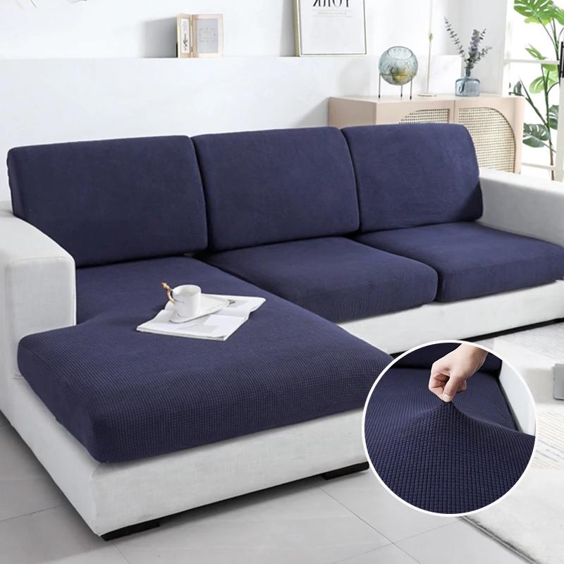 Thickened Cushion Cover Wave Pattern Jacquard Fabric Couch Seat Elastic Cover For Family Room L Form L Shape Couch Backrest Furniture Protector