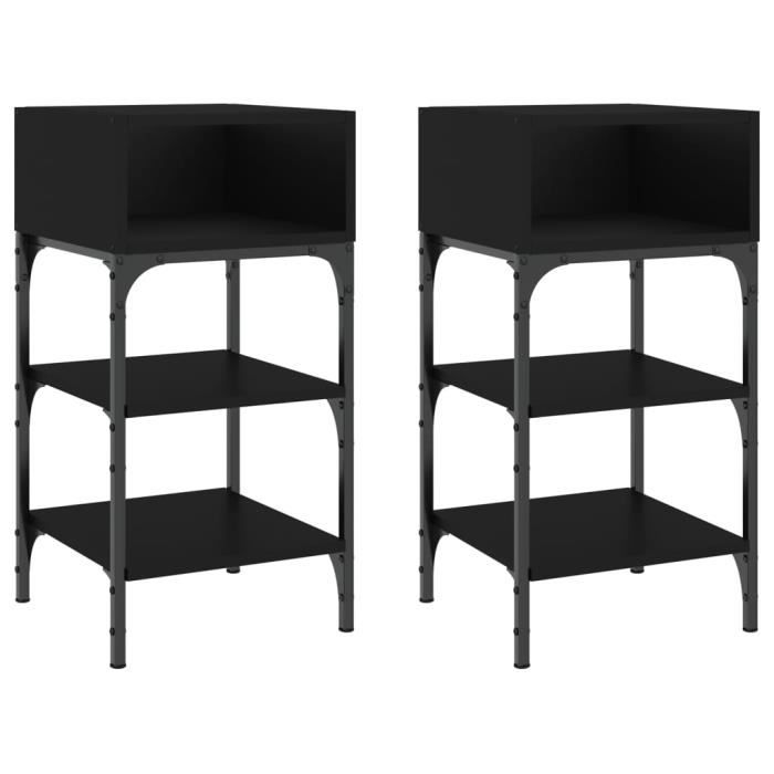 VidaXL Bedside Tables 2 Pcs Black 35x34.5x70 Cm Engineered Wood 825884
