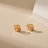Leaf Micro Inlaid Zircon Water Drop Overlap Design 18k Gold Plated Earrings For Women