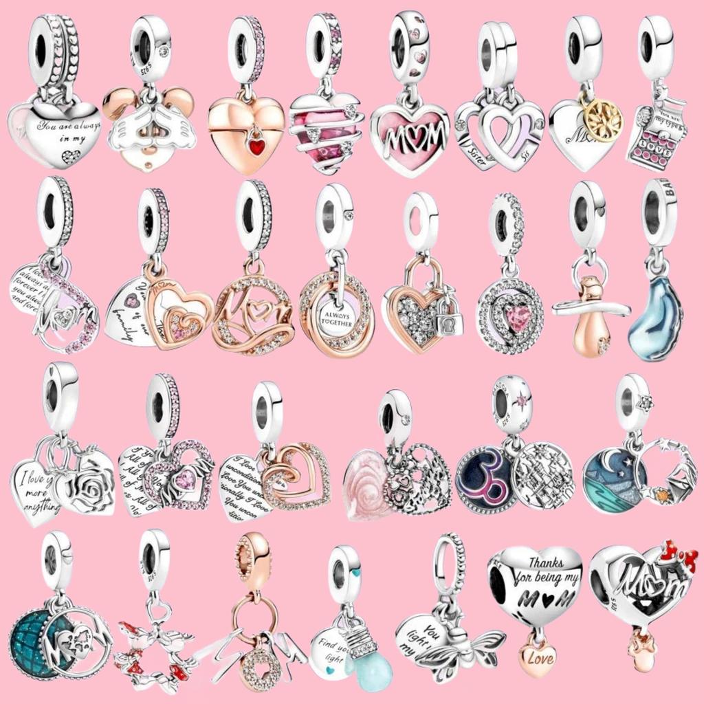 New  S925 Silver Camping Night Sky Heart Shape Pendants Fit For Couples Bracelet Nacklace Jewelry Gift DIY Making