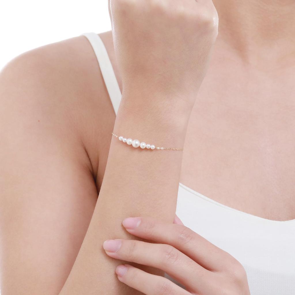 Akoya Pearl Bracelet Handcrafted In Kyoto Japan Natural Genuine Pearl 10k Akoya [KOKO PEARL JEWELRY] Women, Gold, Bracelet, Br2554-10k-7