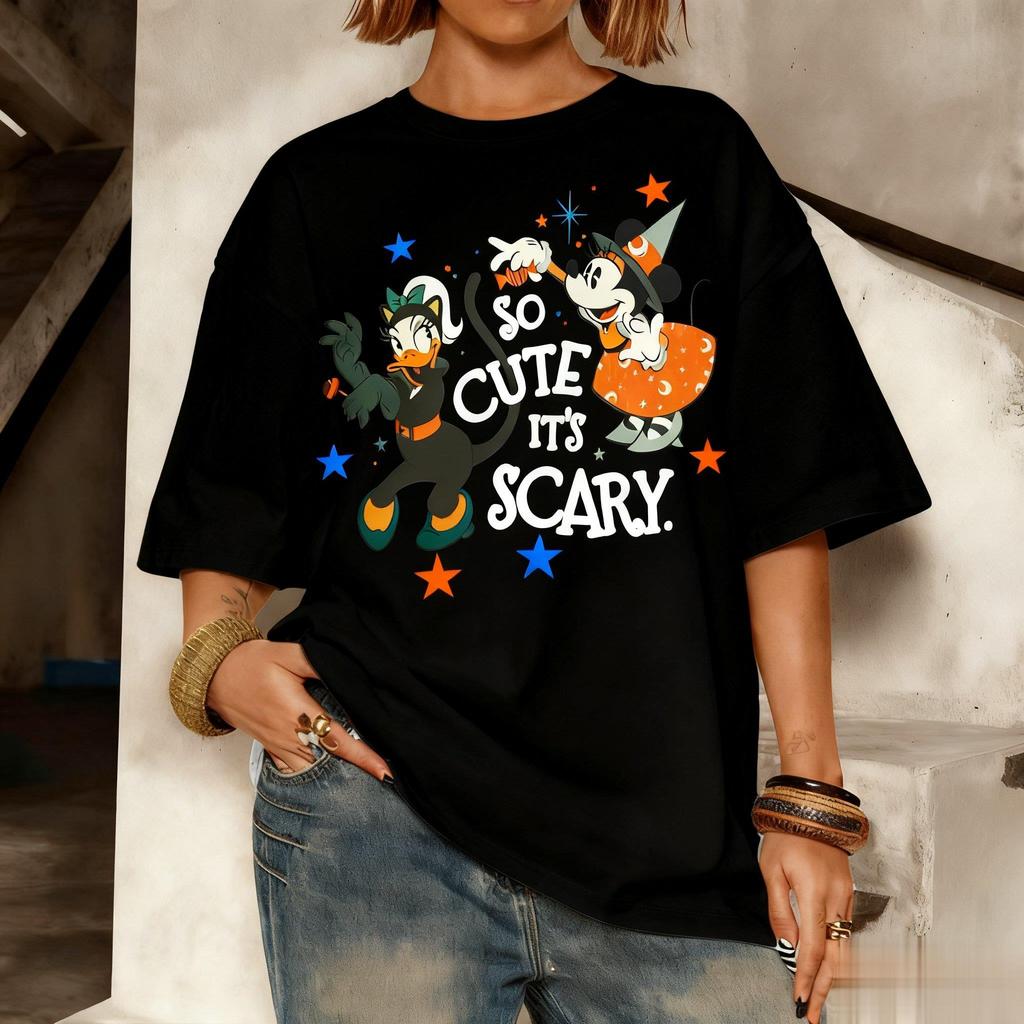 Disney Daisy Print Cotton Tshirt Men Women Summer Casual Graphic Tee Cartoon Halloween Short Sleeves Oversized Casual Y2k Tops
