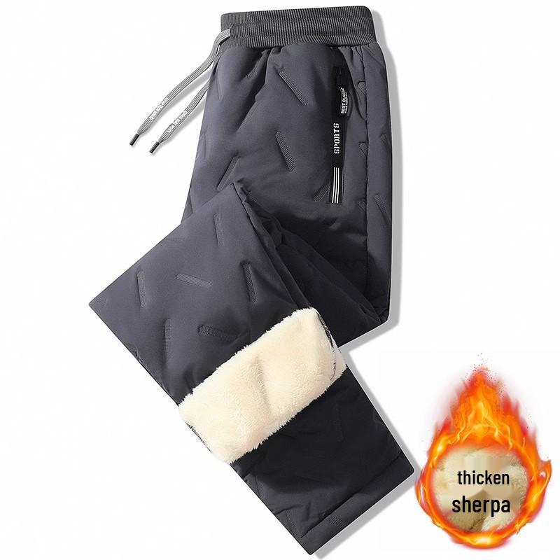 Damen Winter-Samtgefütterte Lammwolle Winddichte Hose - Dick, Locker Geschnittene Gerade Beine Freizeit Hosen 5XL (170-190 kg) black