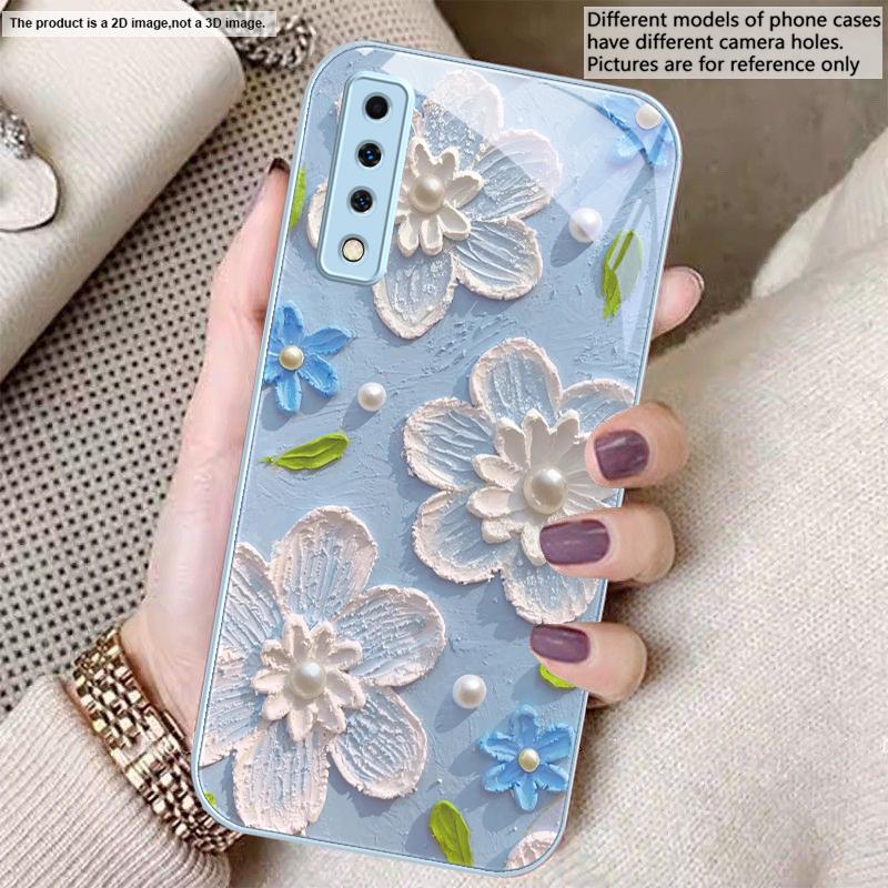 Creme Reis weiße Blüten Für Samsung A20 30 22 23 24 25 26 A31 32 33 34 A35 42 A50 51 52 53 54 55 56 70 71 72 73 Glas Handyhülle