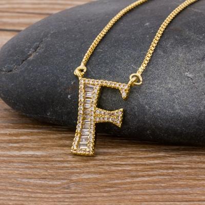 Nidin Light Luxury A-Z 26 Letters Necklace Zircon Pendant for Women Initials Name Necklace Fashion Party Wedding Jewelry Gift