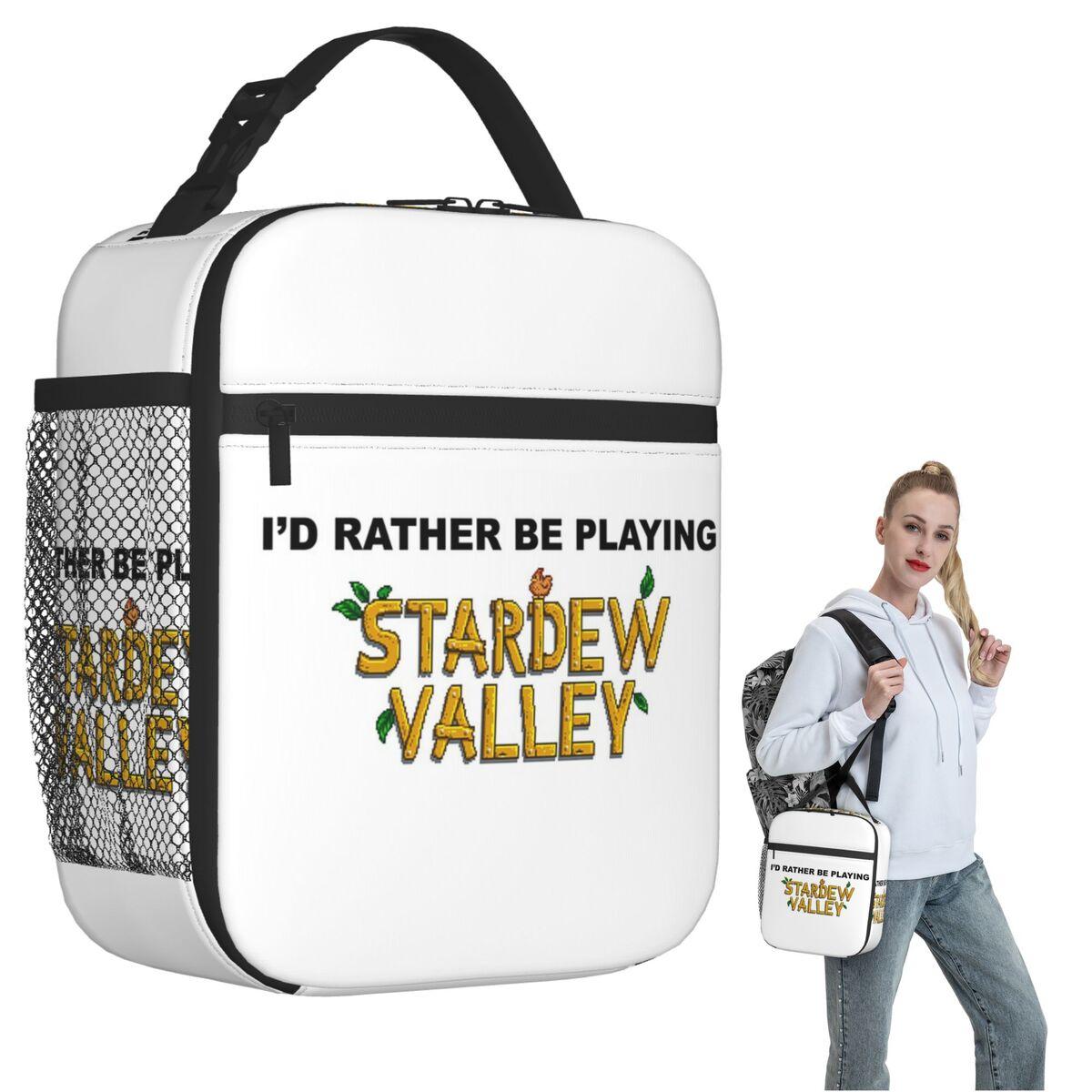 I d Rather Be Playing Stardew Valley Insulated Lunch Bag for Women Children Portable Food Boxes Thermal Lunch Box Tote One Size
