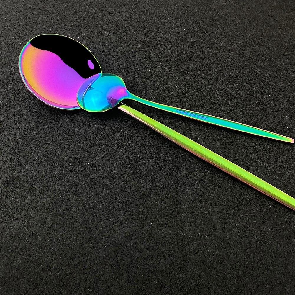 5Pcs Dinnerware Set White Gold Cutlery Set Stainless Steel Golden Cutlery Tableware Set Western Spoon Fork Knife Flatware Set